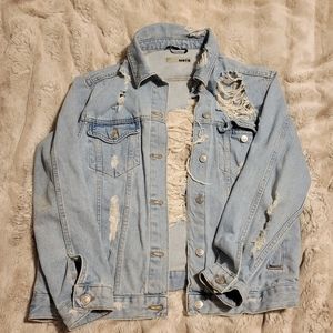 Topshop Distressed denim jacket size 6